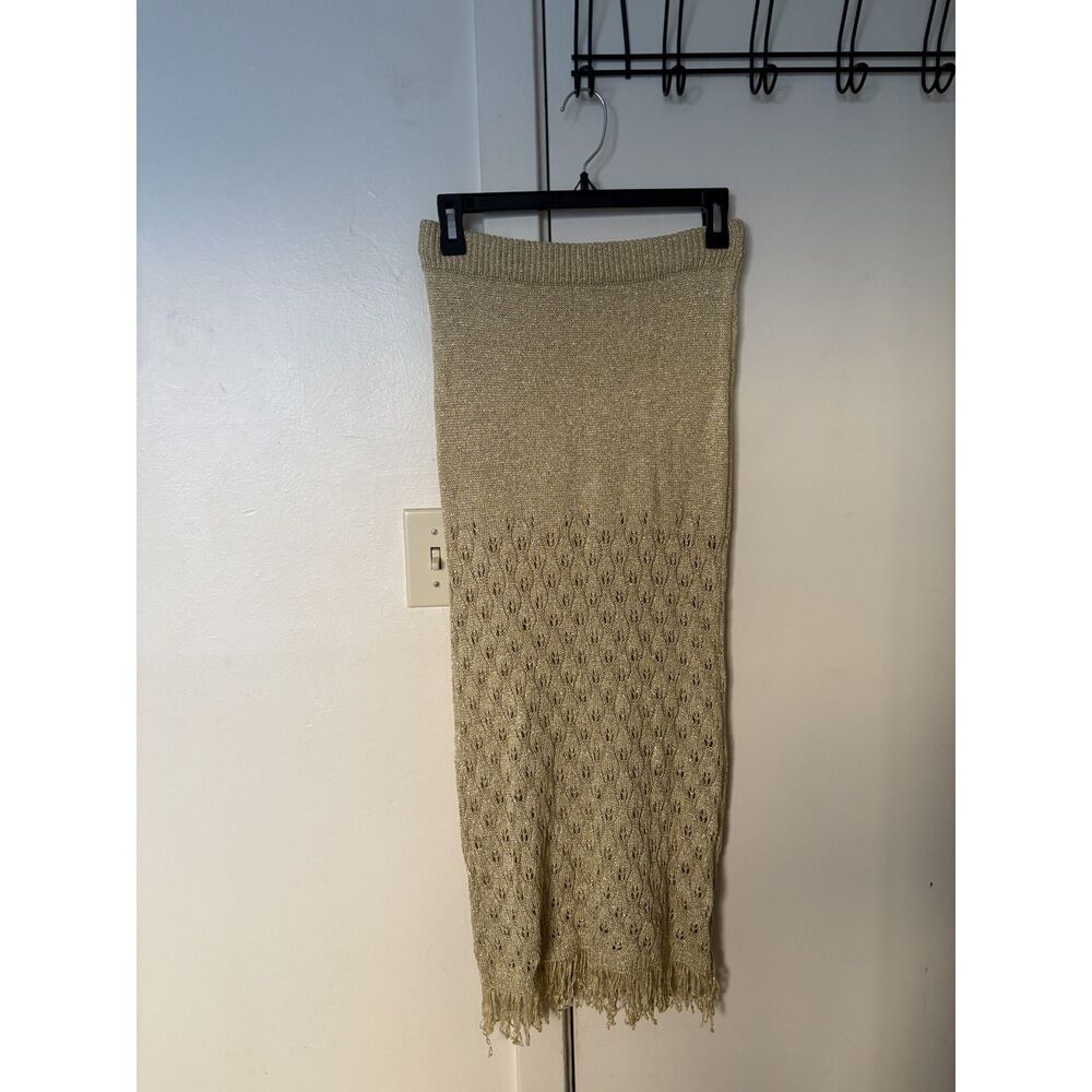 Handwoven Gold Thread Maxi Skirt Sevilla Spain Long Boho Artisan Waist 27 inches